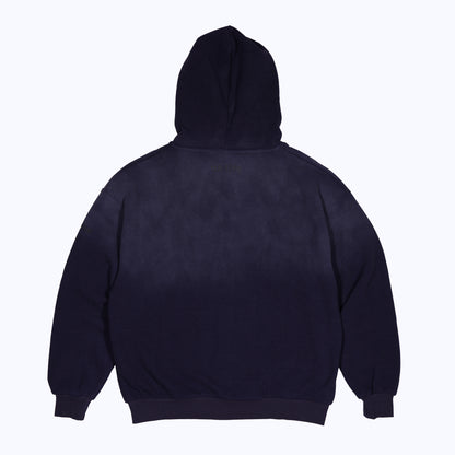 vintage faded zip-up thermal hoodie in navy