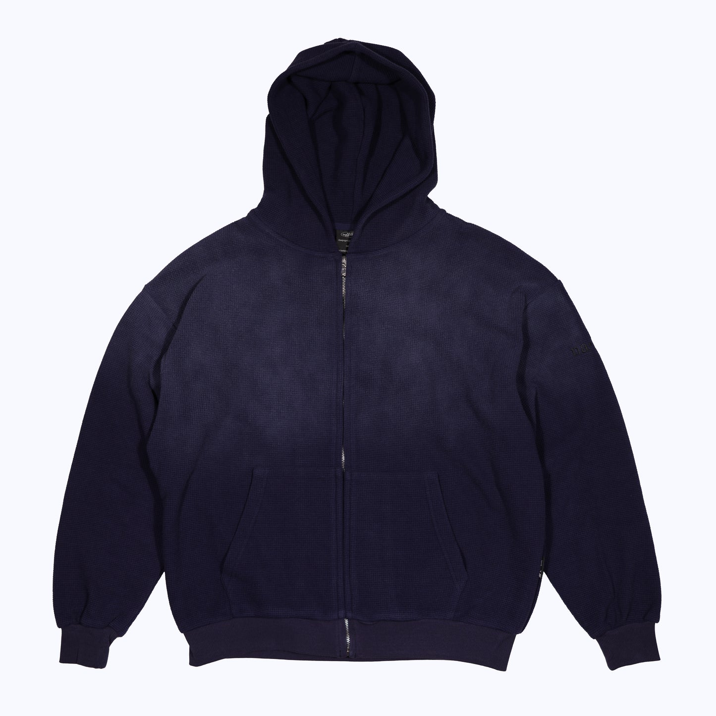 vintage faded zip-up thermal hoodie in navy