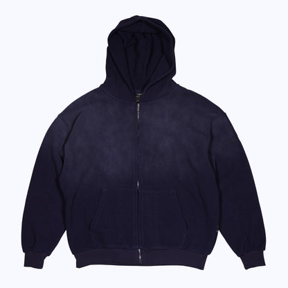 vintage faded zip-up thermal hoodie in navy