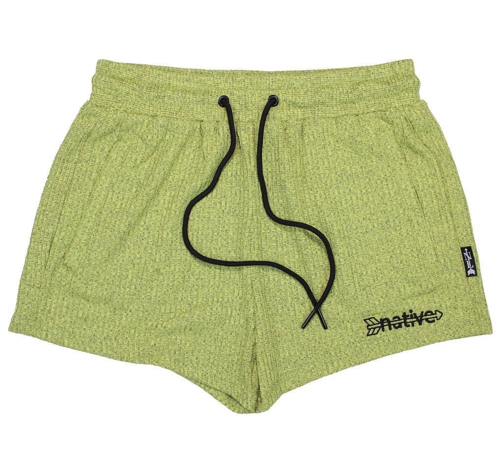 knit shorties in kiwi