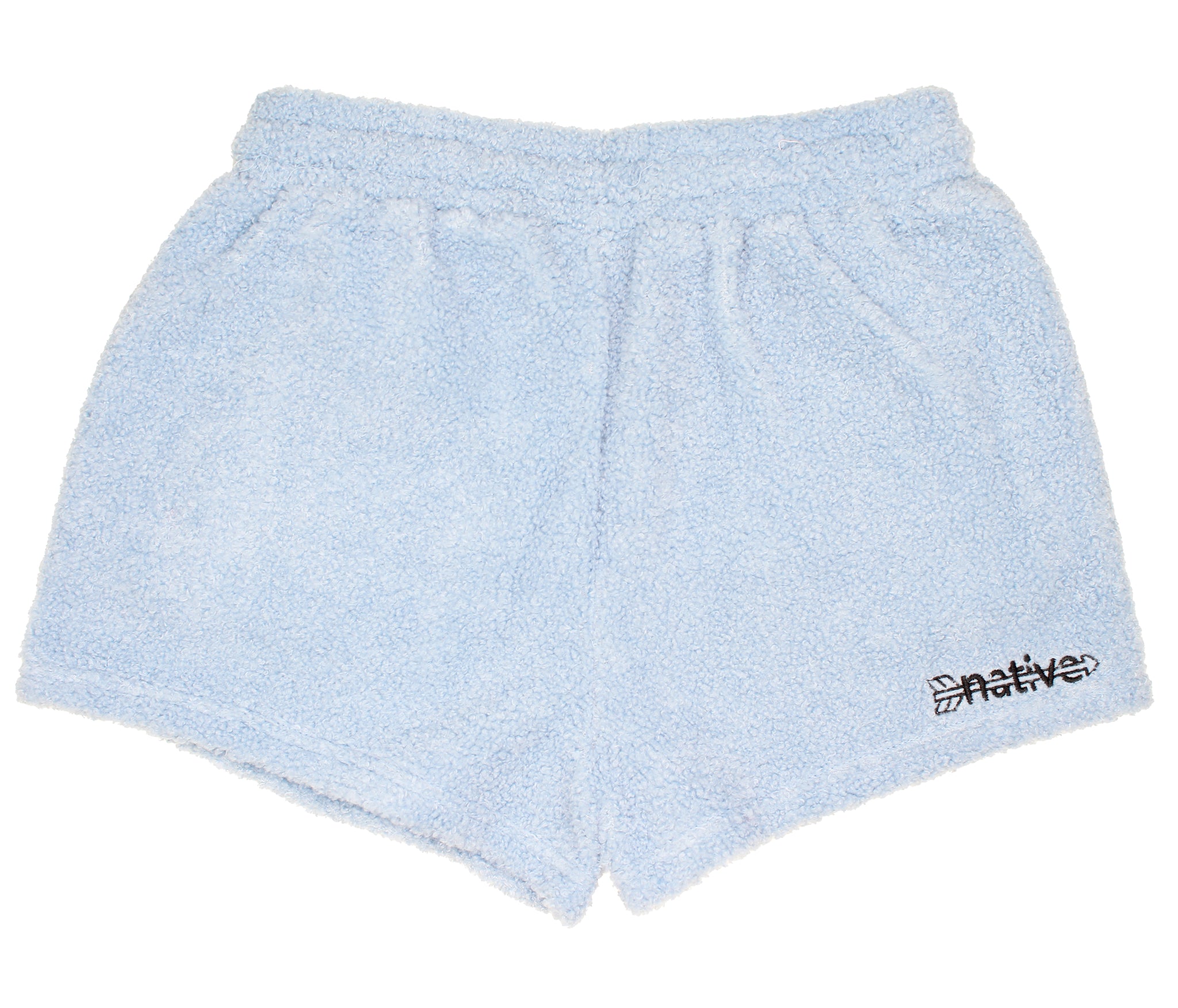 sherpa shorties in baby blue