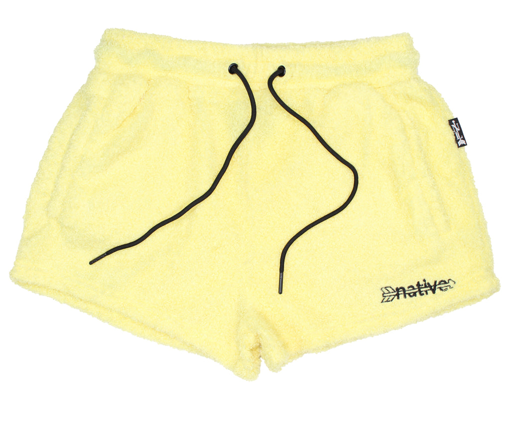 sherpa shorties in banana