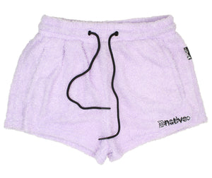 sherpa shorties in lavender
