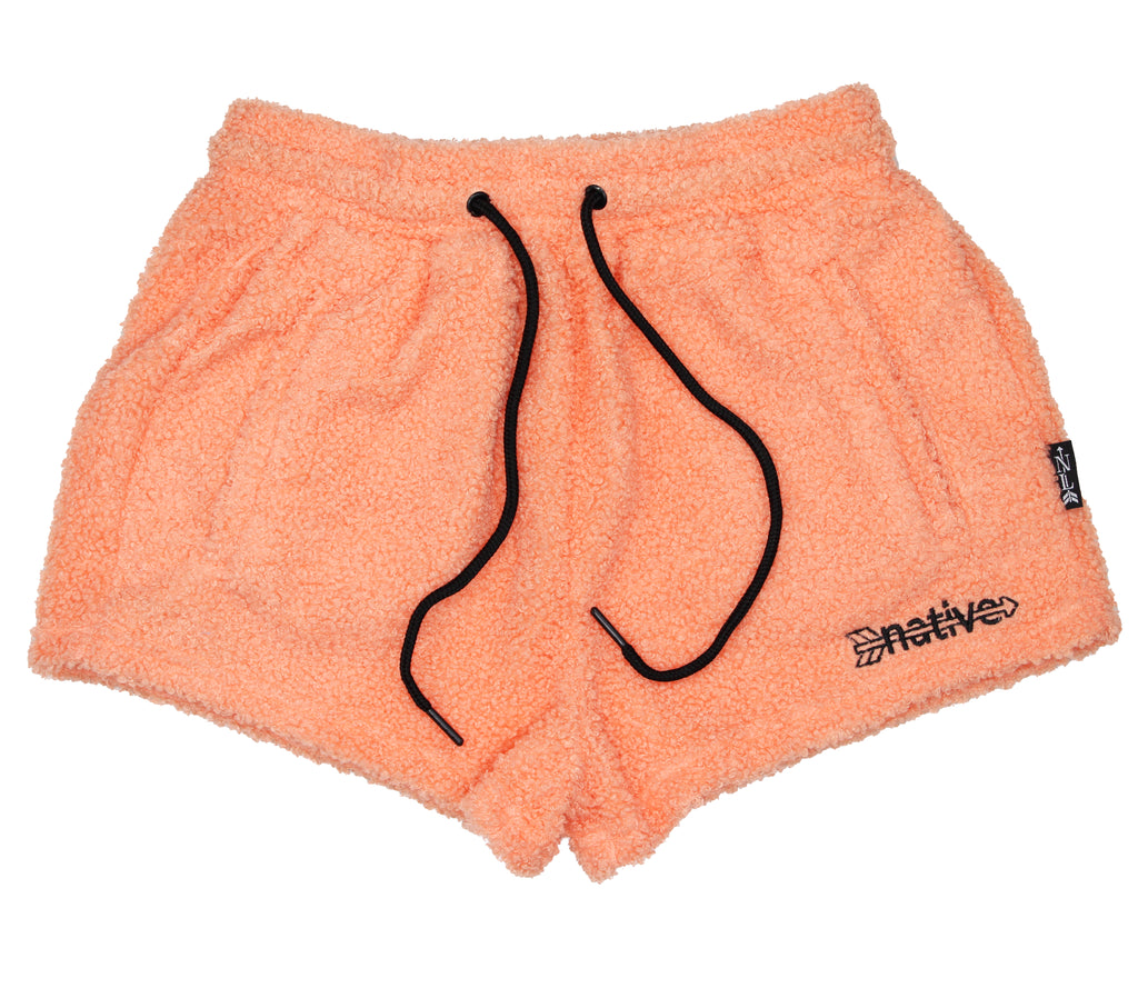 sherpa shorties in peach