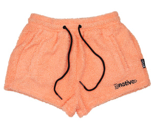 sherpa shorties in peach