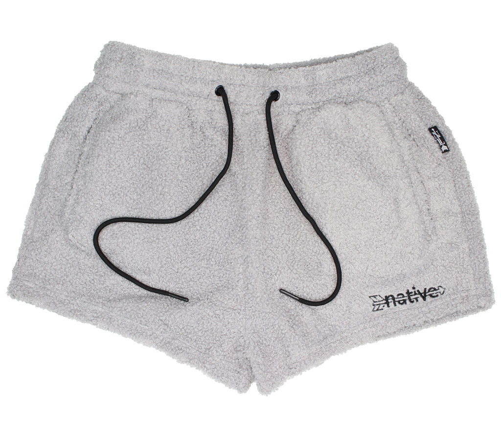 sherpa shorties in silver