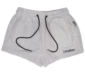 sherpa shorties in silver