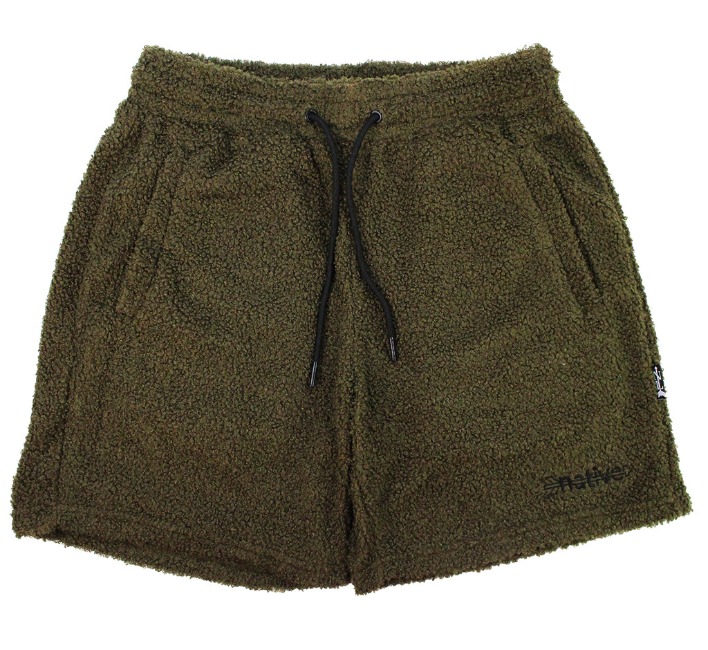 sherpa shorts in army green