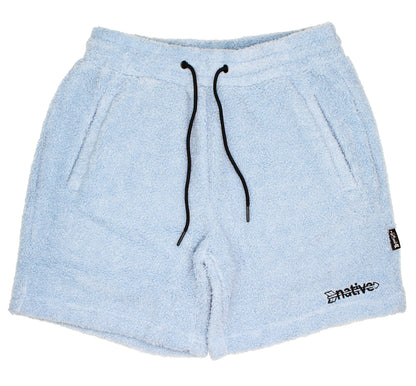 sherpa shorts in baby blue