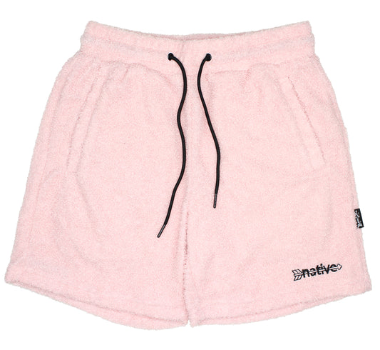 sherpa shorts in bubblegum