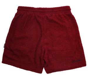 sherpa shorts in burgundy