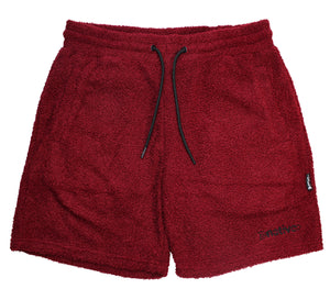 sherpa shorts in burgundy