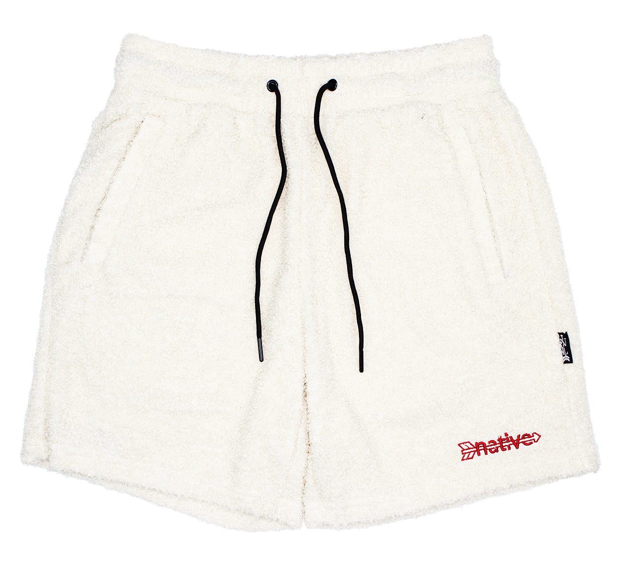 sherpa shorts in cream/crimson Native Language Co.