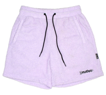 sherpa shorts in lavender