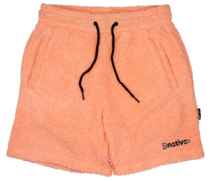sherpa shorts in peach