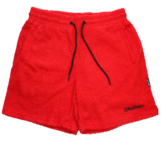 sherpa shorts in red