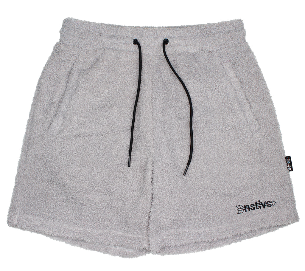 sherpa shorts in silver