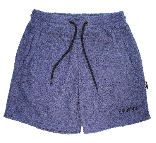 sherpa shorts in slate blue