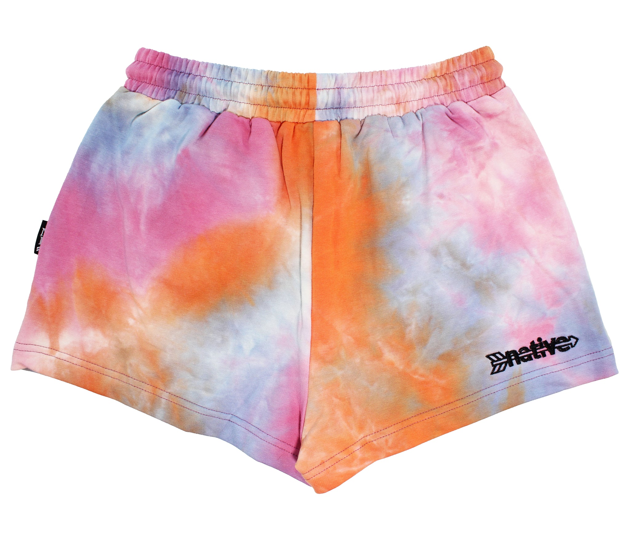 tie dye french terry sweat shorties in sunset
