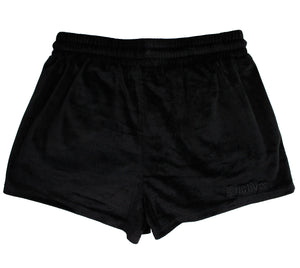 velour shorties in blackout
