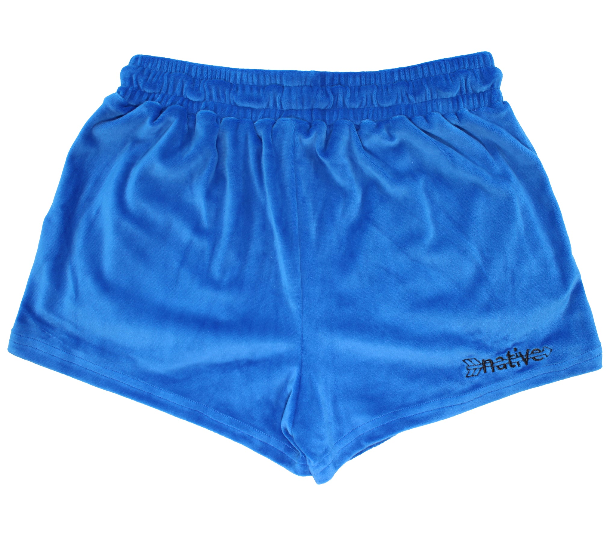 velour shorties in cobalt