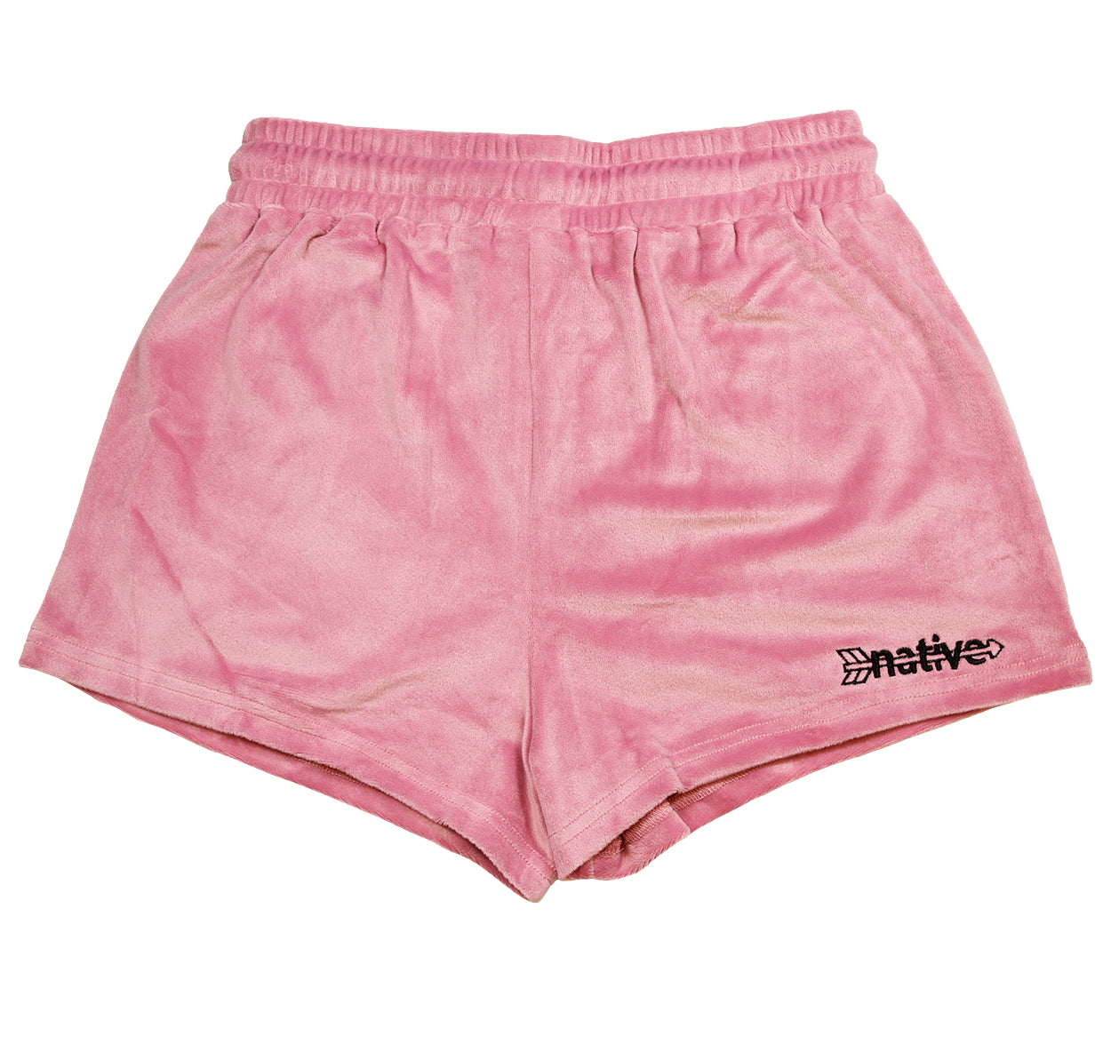 velour shorties in dusty rose