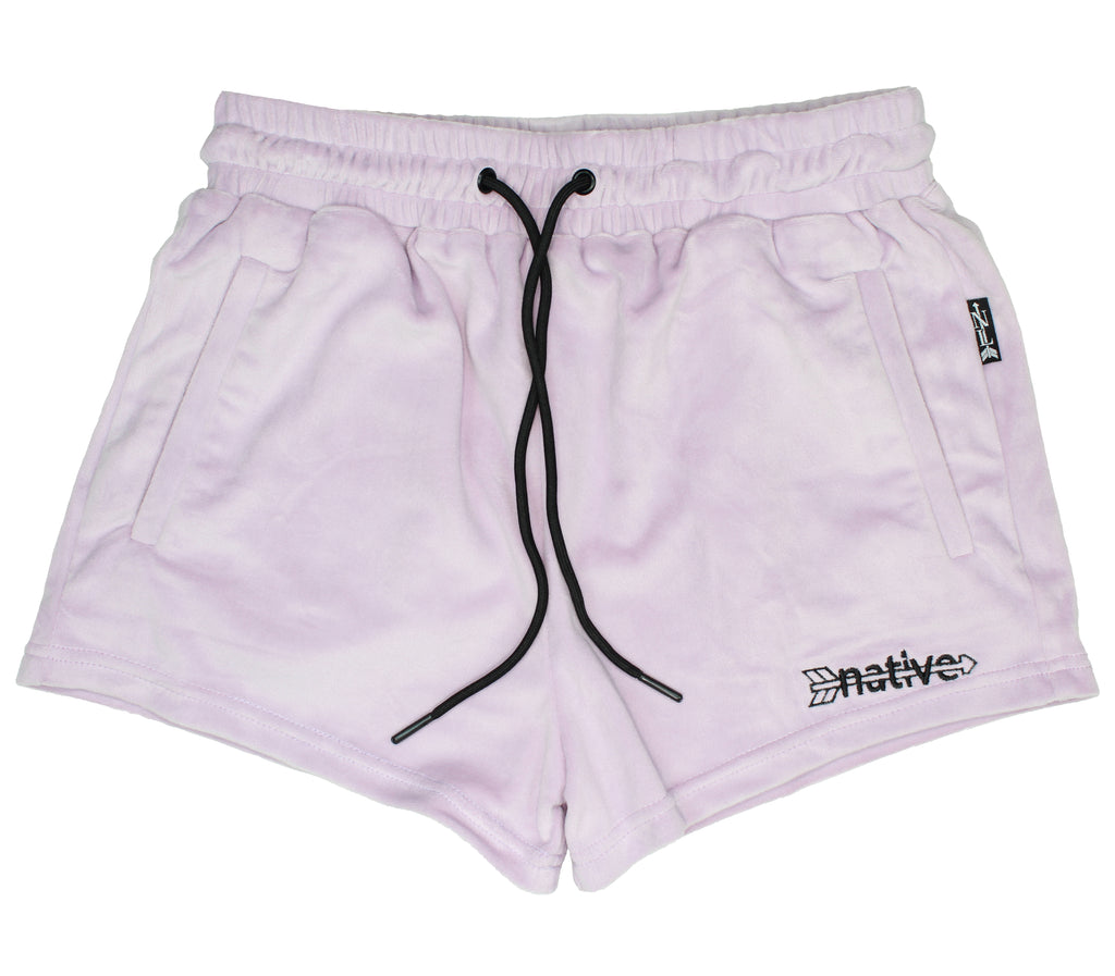 velour shorties in lavender