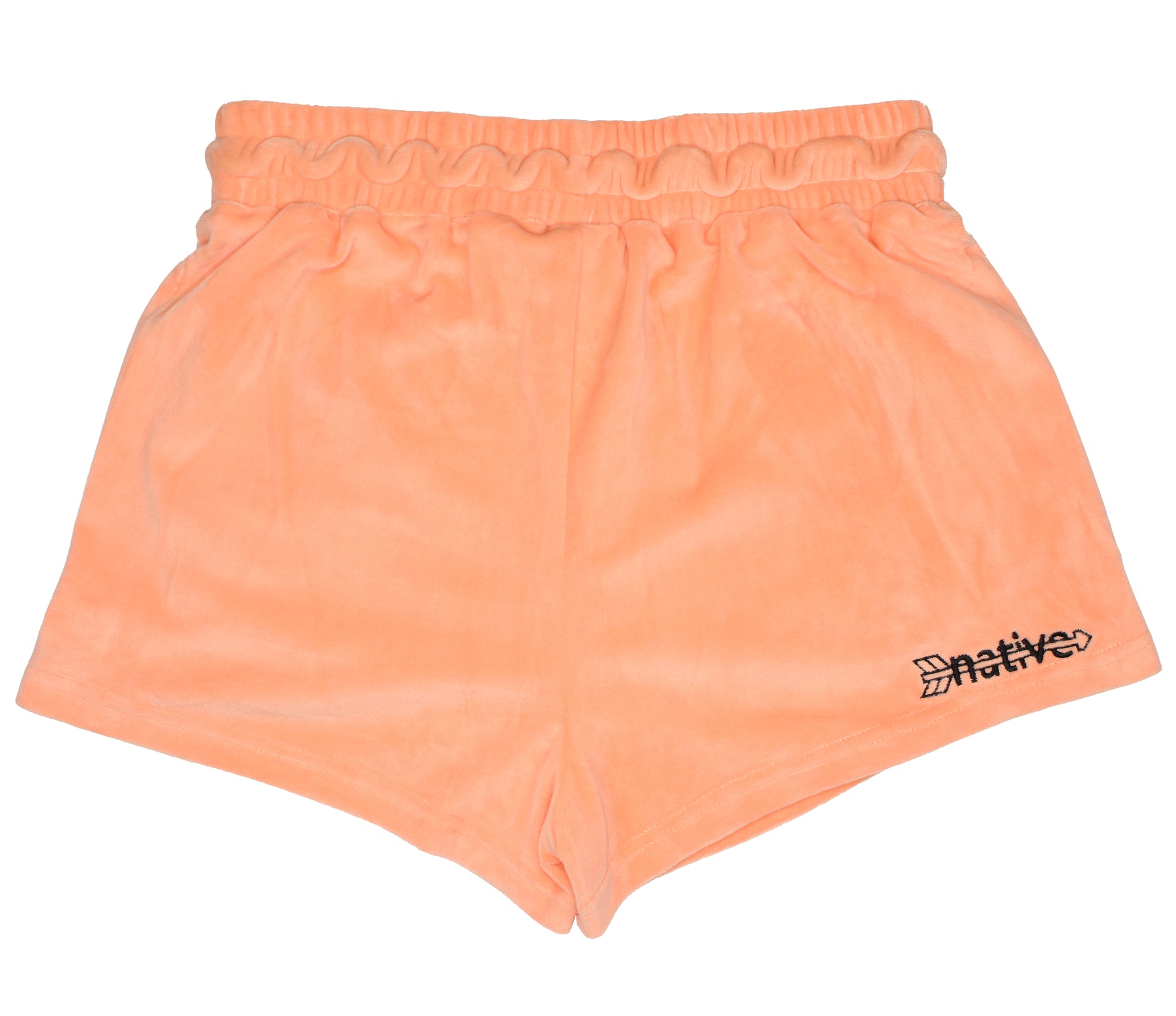 velour shorties in peach
