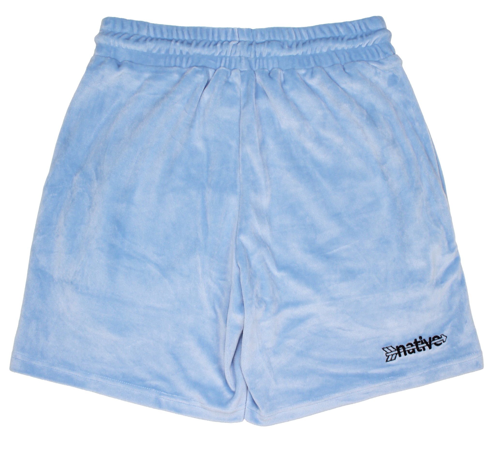 velour shorts in baby blue