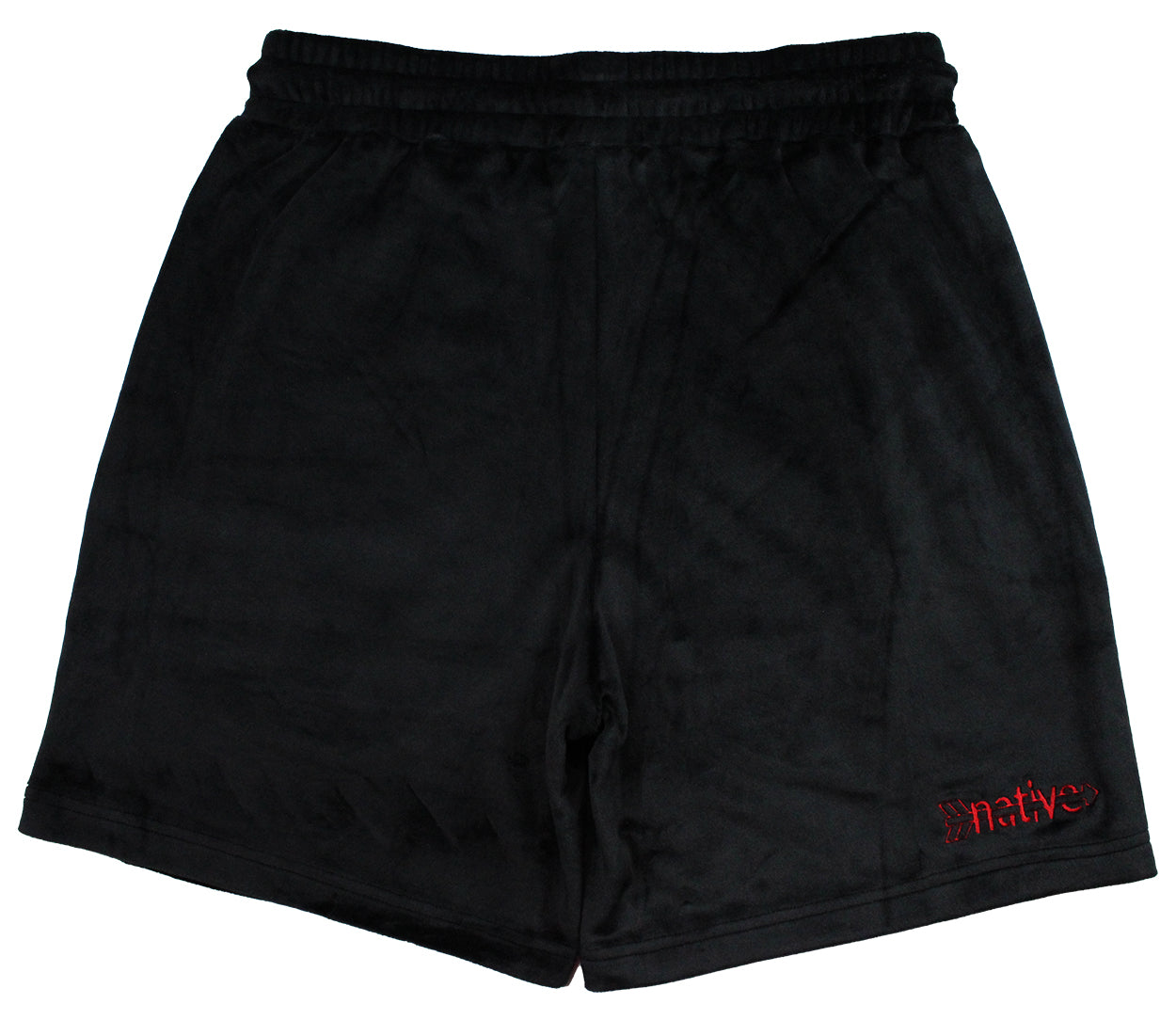 velour shorts in black/red with kilroys on kirkwood