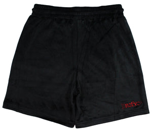 velour shorts in black/red with kilroys on kirkwood