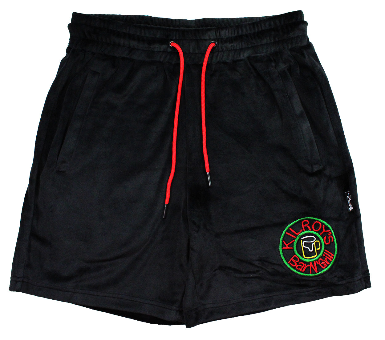 velour shorts in black with kilroys on kirkwood