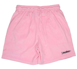 velour shorts in bubblegum
