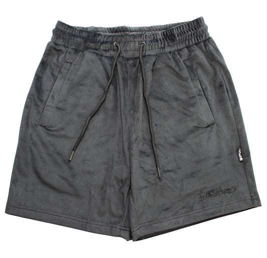 velour shorts in charcoal