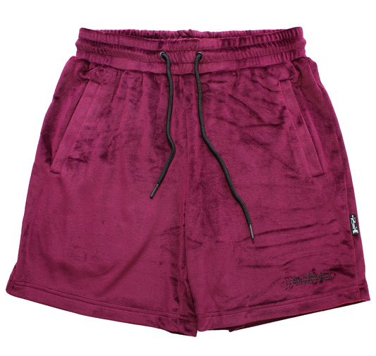 velour shorts in cranberry