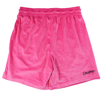 velour shorts in hot pink