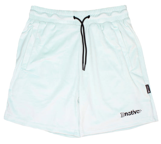 velour shorts in ice blue
