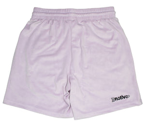 velour shorts in lavender