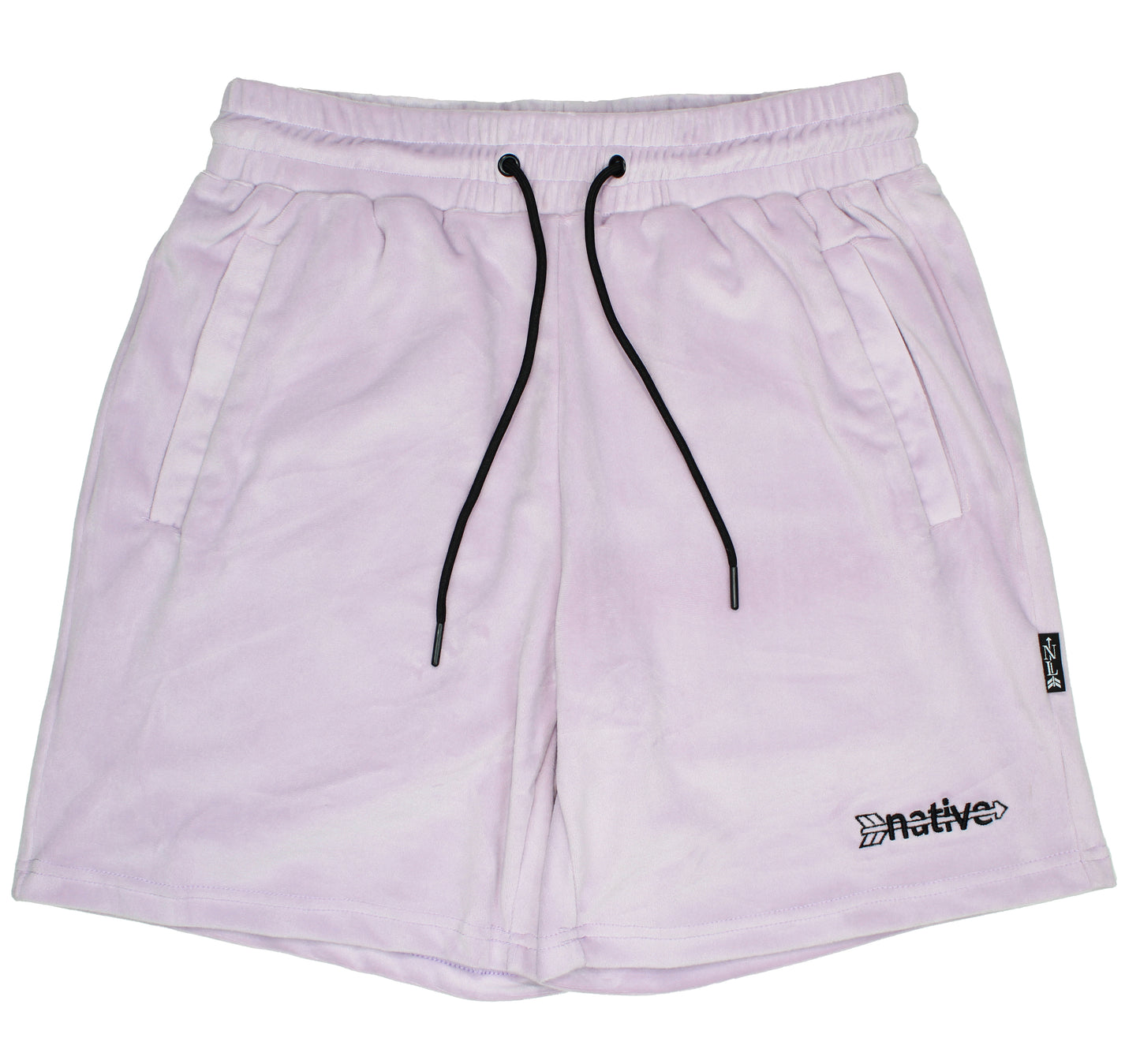 velour shorts in lavender