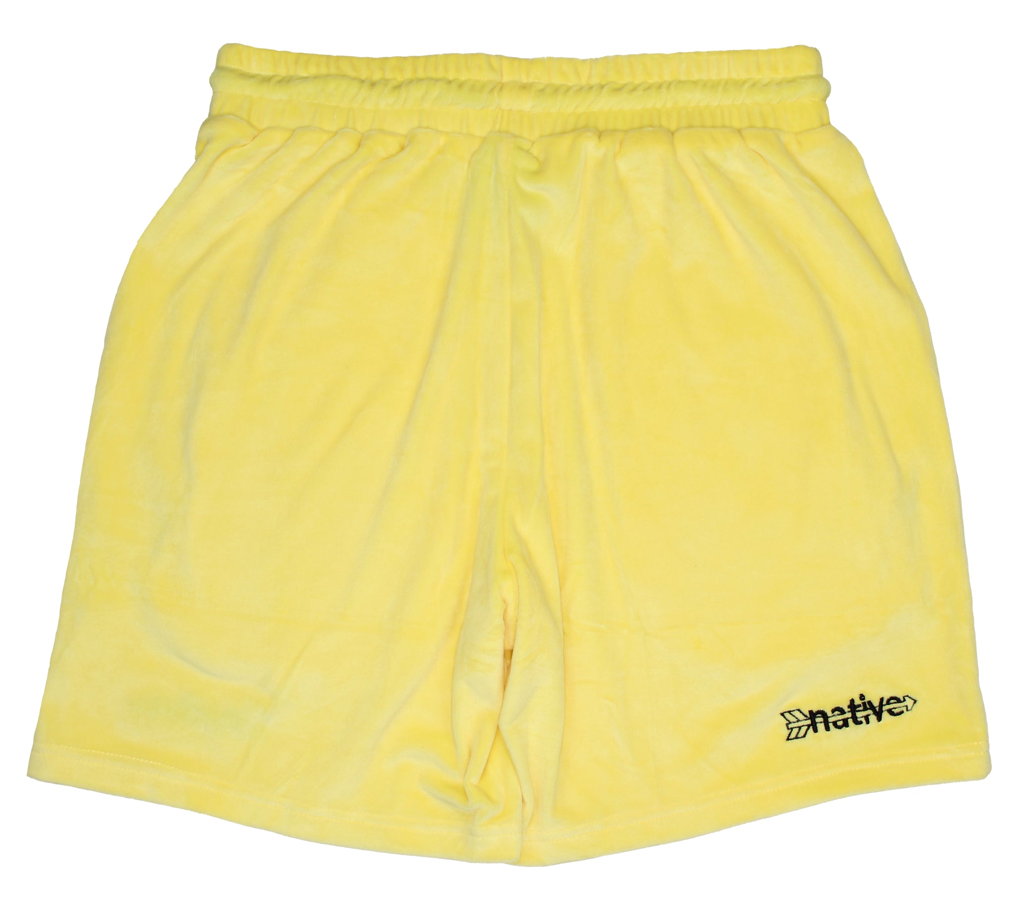 velour shorts in banana