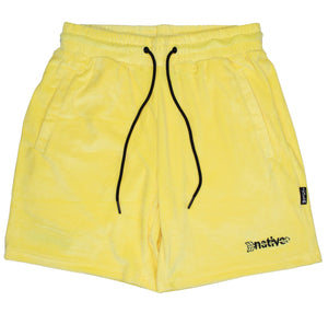 velour shorts in banana