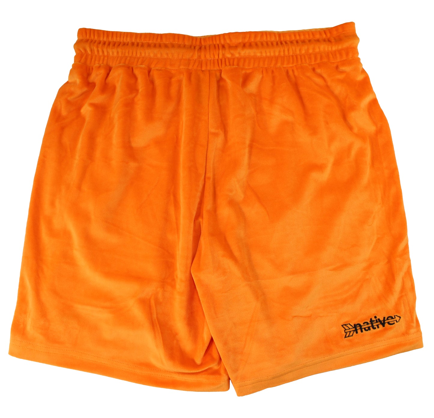 velour shorts in tangerine