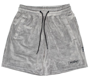 velour shorts in silver