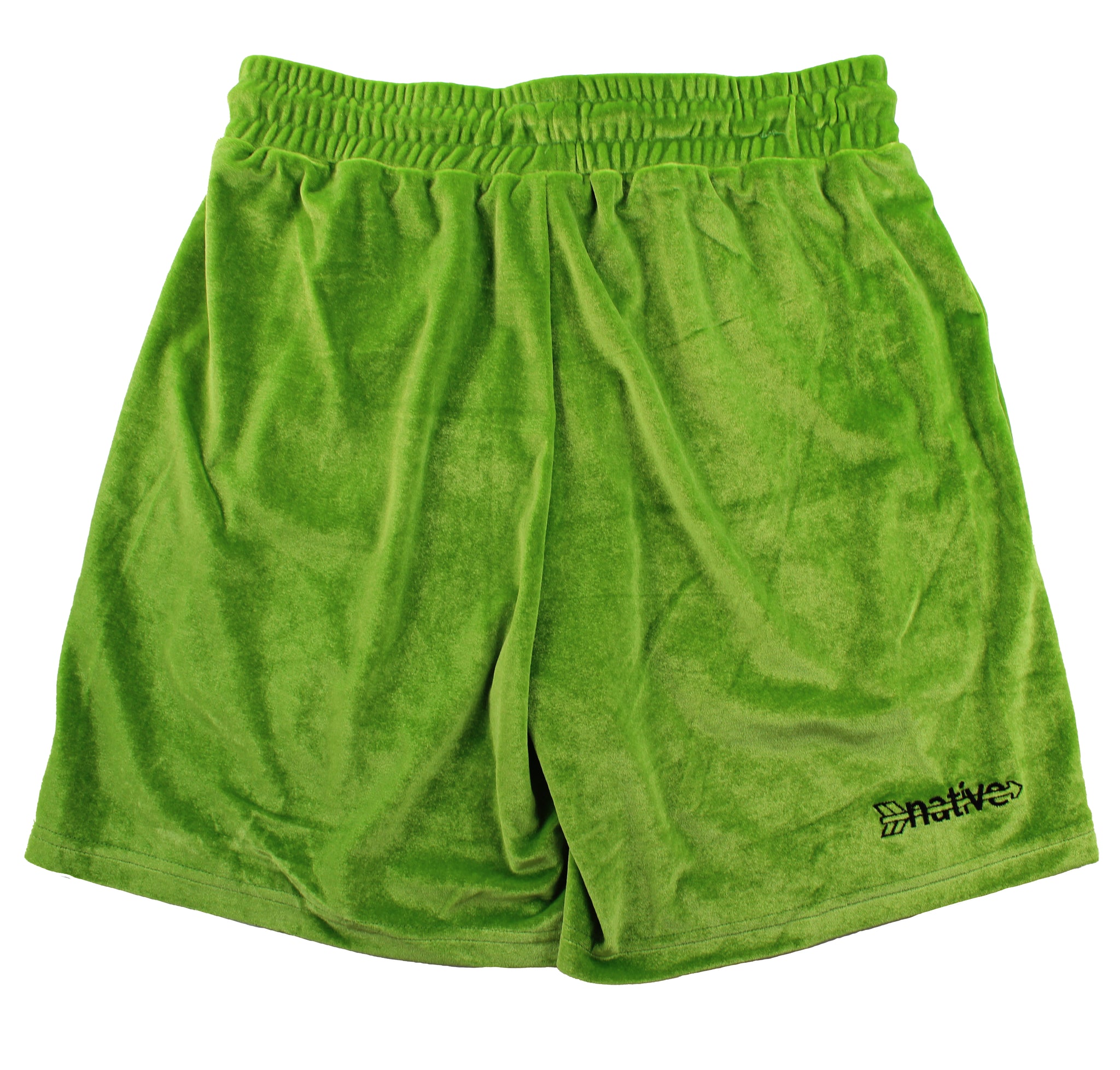 velvet shorts in avocado