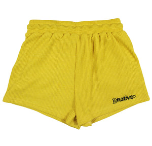 corduroy knit shorties in dandelion
