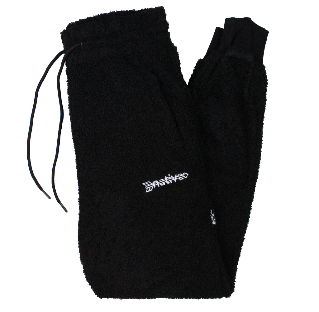 sherpa joggers in black