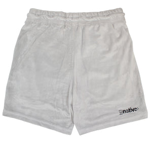 velour shorts in light gray