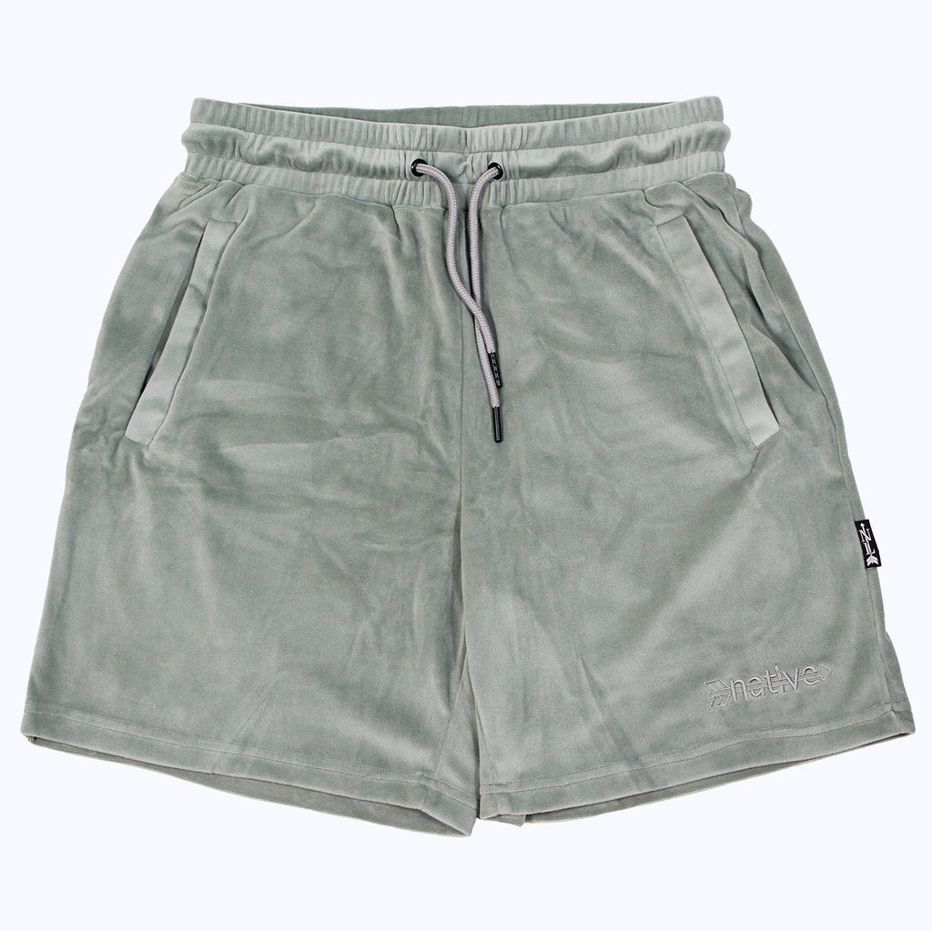 velour shorts in sage