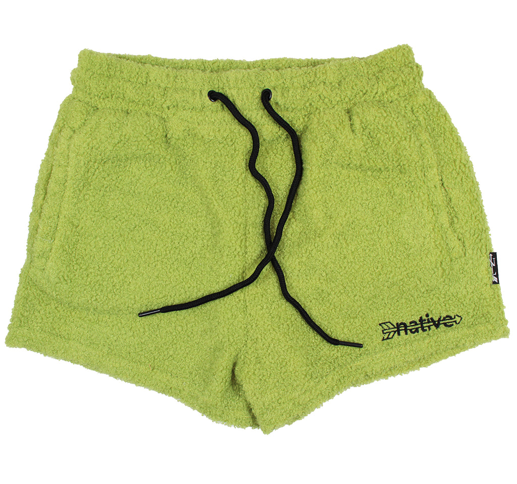 sherpa shorties in lime