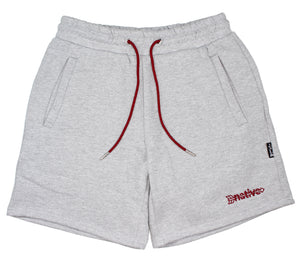 sweat shorts in heather gray/crimson
